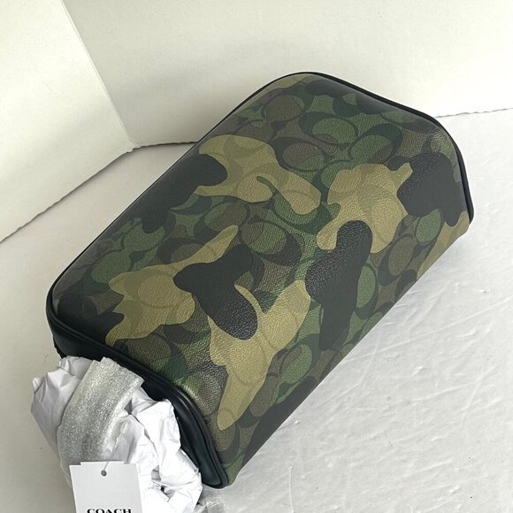 Coach Small Travel Kit Camo Print CM034 Signature Canvas Dopp Bag Toilet Green - Picture 8 of 8
